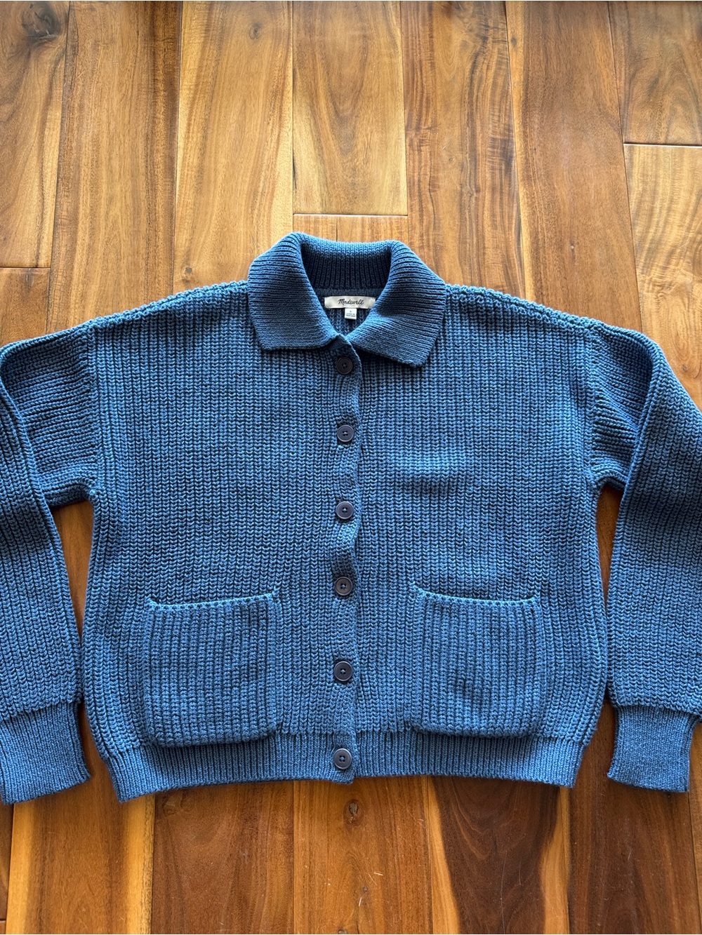 Madewell Blue Knit Button Cardigan 100% cotton